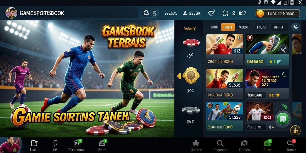 Tampilan gameplay aplikasi Sportsbook dengan fitur interaktif.