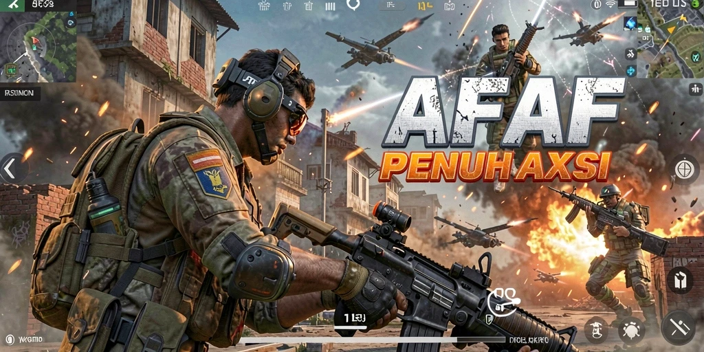 Screenshot gameplay AFAF menampilkan aksi menembak yang intens.