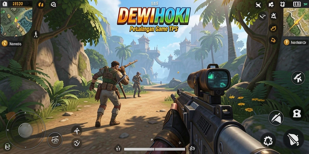 Tampilan gameplay seru dengan aksi tembak-menembak DEWIHOKI.
