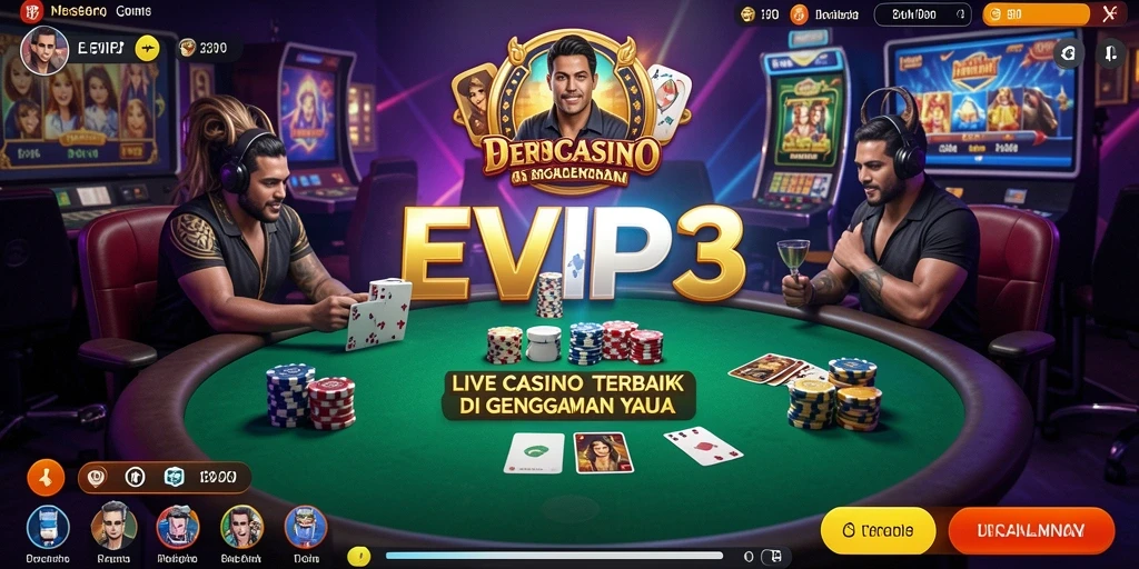 Screenshot gameplay Live Casino EVIP3 yang mendebarkan dan interaktif.