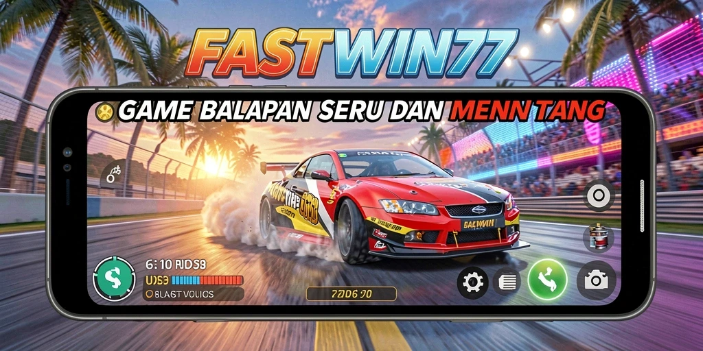 Tampilan gameplay balap yang intens dalam FASTWIN77.