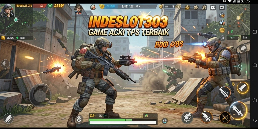 Tampilan dinamis gameplay INDESLOT303 di dalam suasana tempur yang intens.
