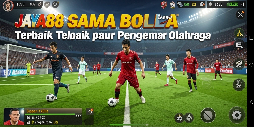 Tangkapan layar gameplay sepak bola JAYA388 yang mendebarkan.