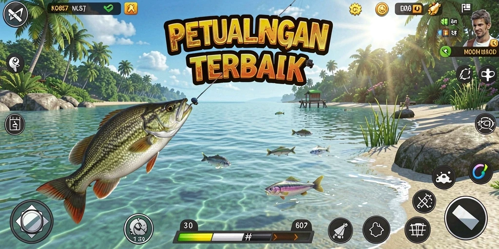Gameplay seru di KO857 dengan berbagai ikan yang menunggu untuk ditangkap.