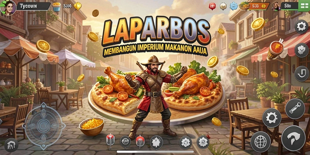 Tampilan gameplay LAPARBOS yang seru dalam membangun bisnis restoran.
