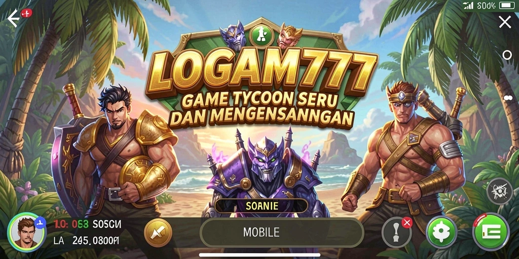 Tampilan gameplay LOGAM777 yang menampilkan pengelolaan bisnis yang seru.