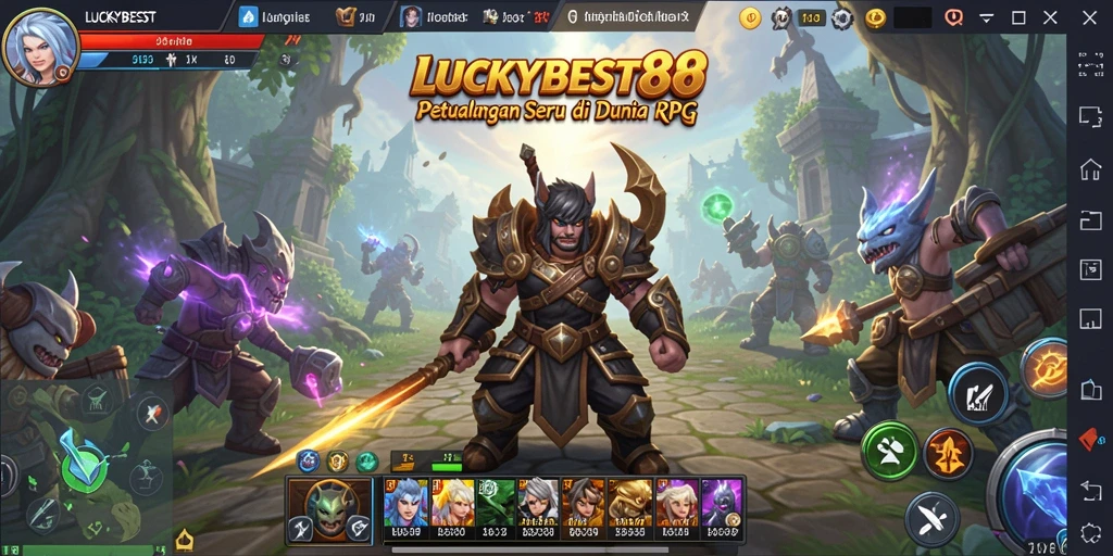 Tampilan gameplay seru dalam LUCKYBEST88 dengan karakter dan monster yang menarik.