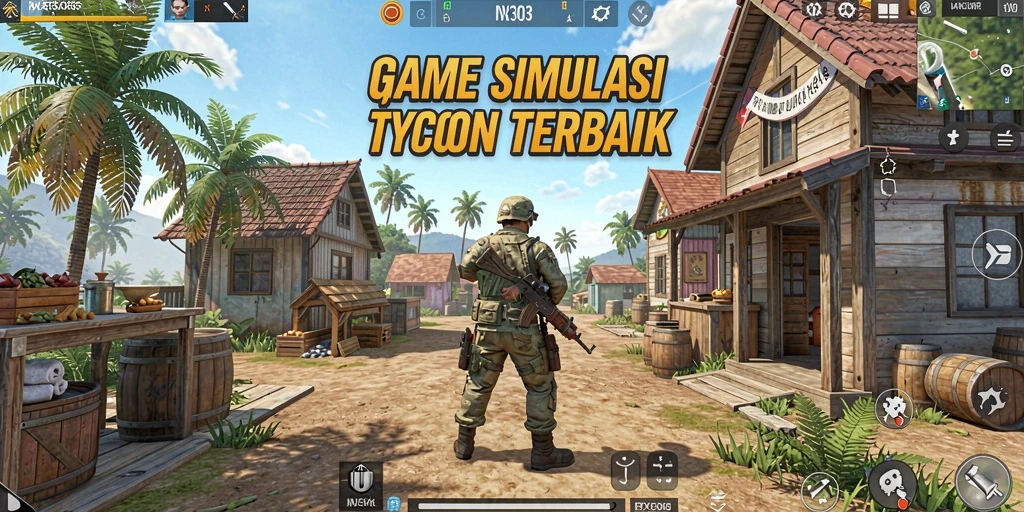Tangkapan layar menunjukkan gameplay NX303 dengan berbagai elemen Tycoon.