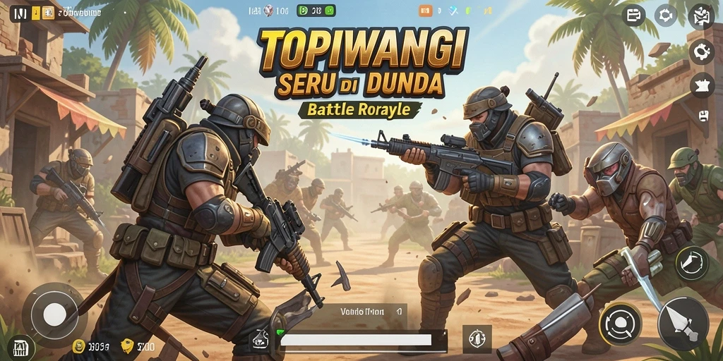 Gameplay seru di TOPIWANGI saat bertarung di medan perang.