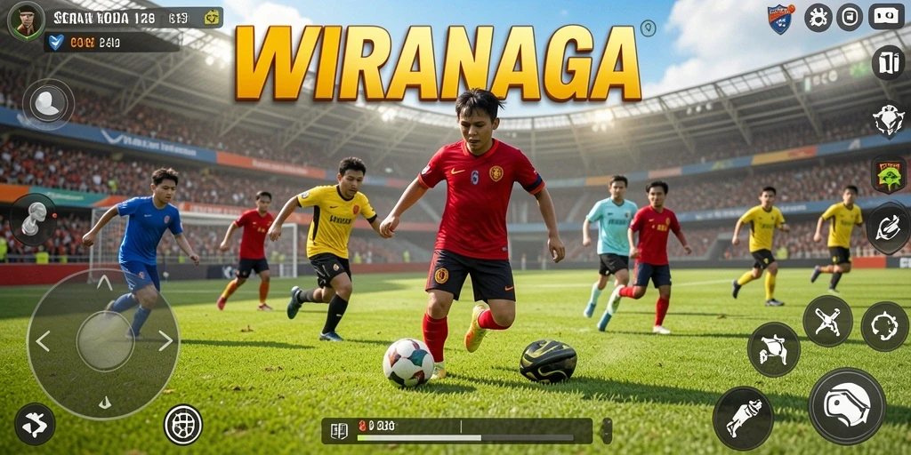 Gameplay <strong>WIRANAGA</strong> yang seru dan mendebarkan dalam sepak bola.